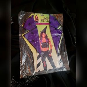 Witchy Way Witch Halloween Costume Sequin Top and Collar w/ Suspenders